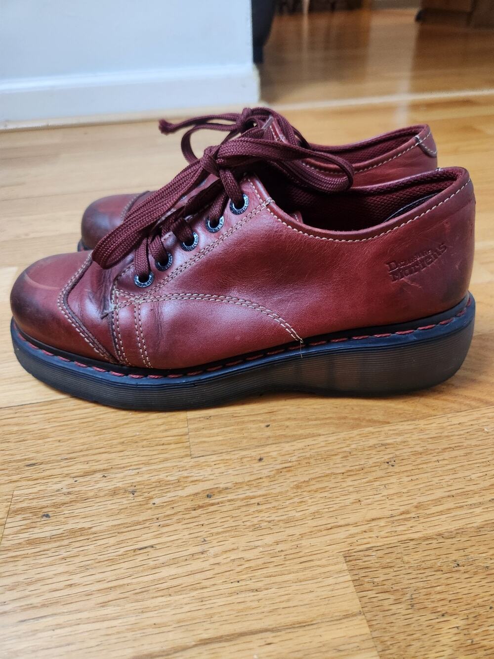 READ Vtg Y2K Dr. Martens 8651 Chunky Oxford Shoes Size US 11 Womens Red Leather